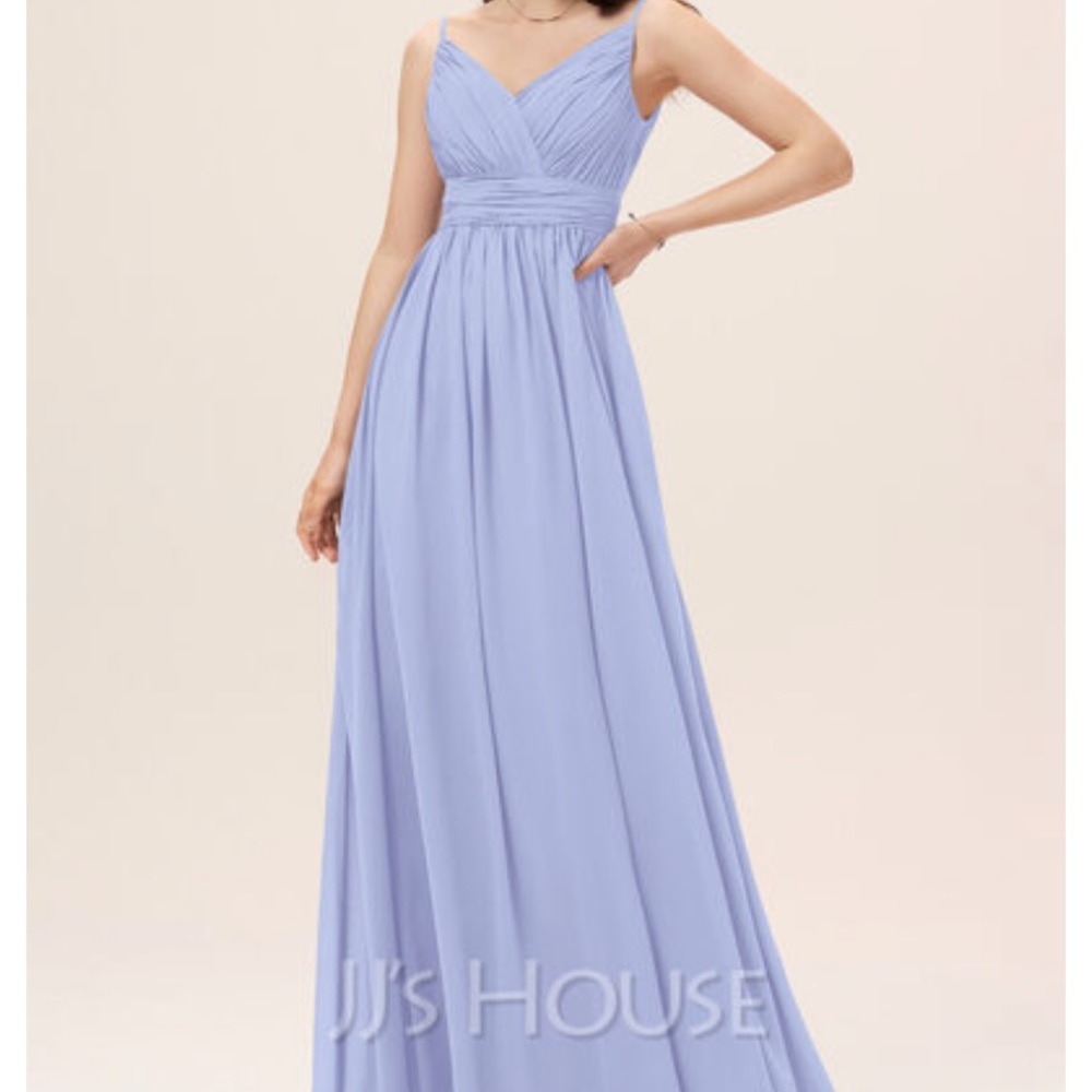 A-Line V-neck Floor-Length Chiffon Dress